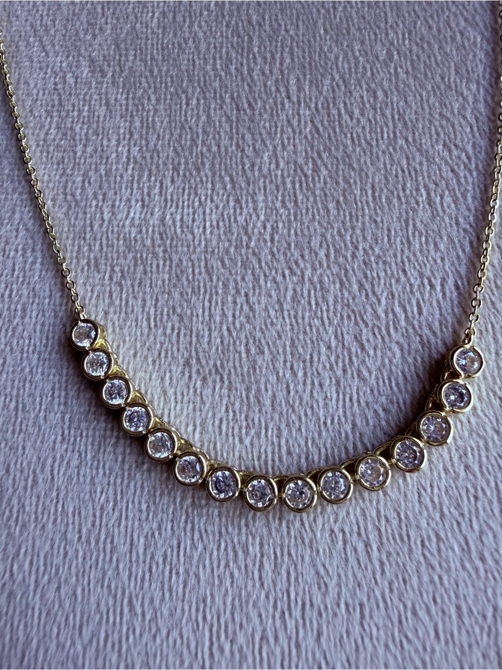 Melinda Maria Gold Bezel Tennis Necklace Crystal Adjustable Dainty - Picture 2 of 10
